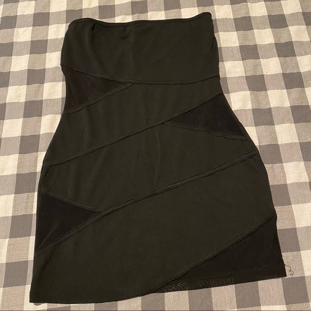 Entro Black Mesh Strapless Bodycon Dress Size Small